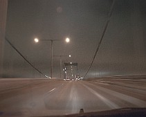 Foggy night on The Älvsborg Bridge, Gothenburg, Sweden Älvsborgsbron