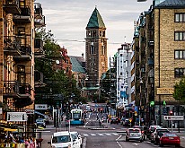 Downtown Gothenburg, Sweden Sirio M32 tram, Engelbrektsgatan : Tram Sweden Gbg