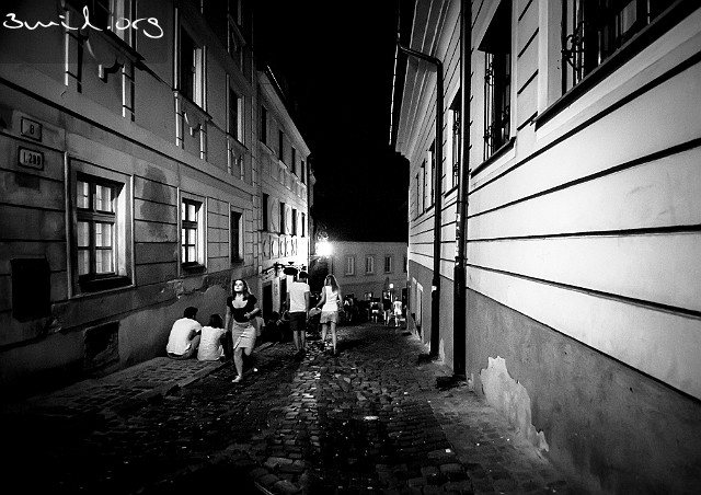 Slovakia, Bratislava Midnight, Bratislava, Slovakia Nightlife in downtown